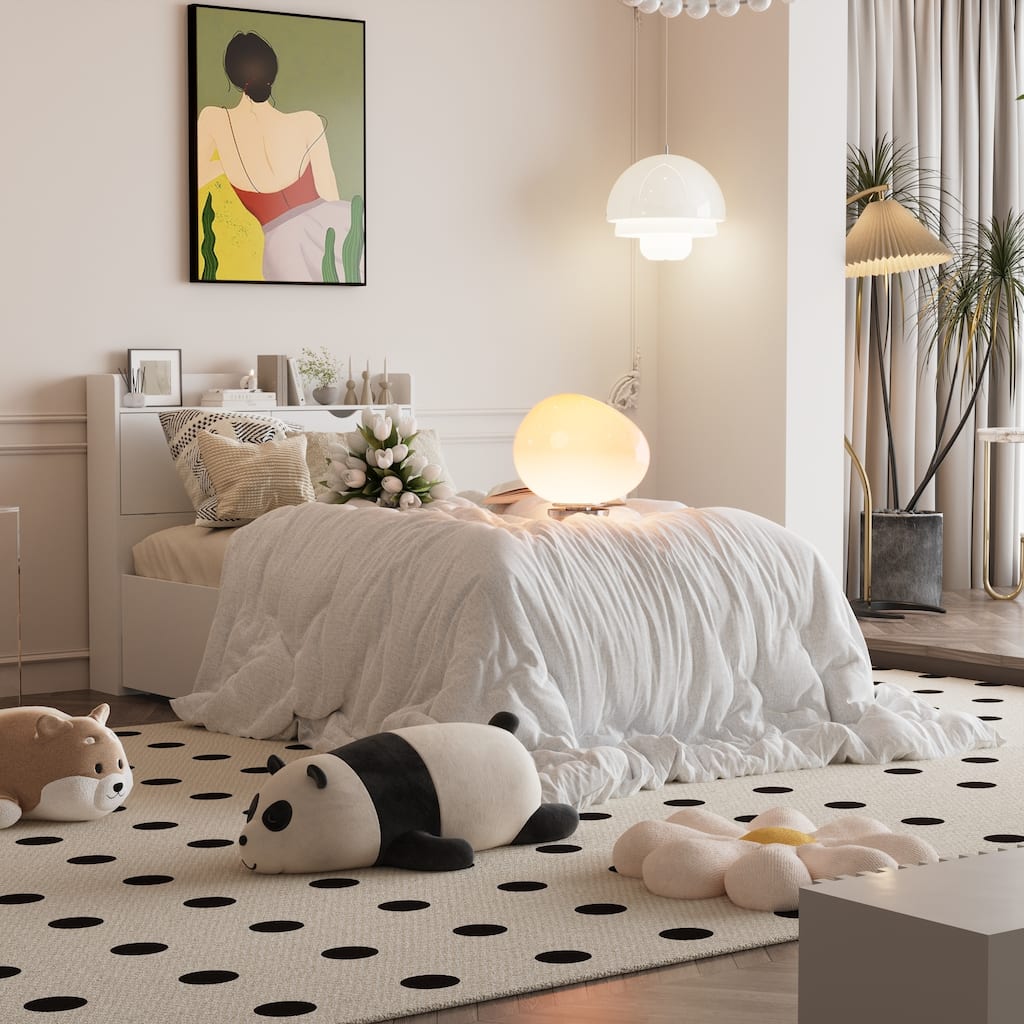 Timechee Twin Bed Frame with 3 Drawers And Hidden Storage Wood Frame
