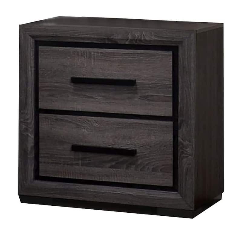 1pc Nightstand Bedroom Furniture Bedside Table 2-Drawers Two-tone Design w/ Trim Paper Veneer