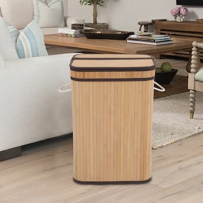 Sophia & William Laundry Hamper 72L Dirty Clothes Bamboo Storage Basket with Lid Liner and Handles Rectangular