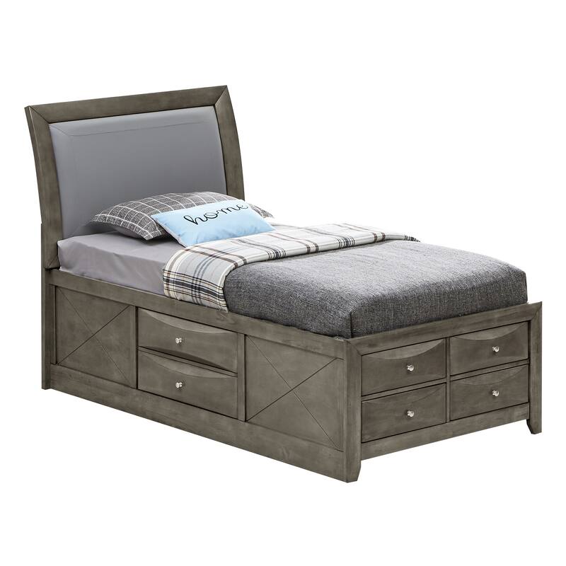 Glory Furniture Marilla Panel Storage Bed - Grey - Twin