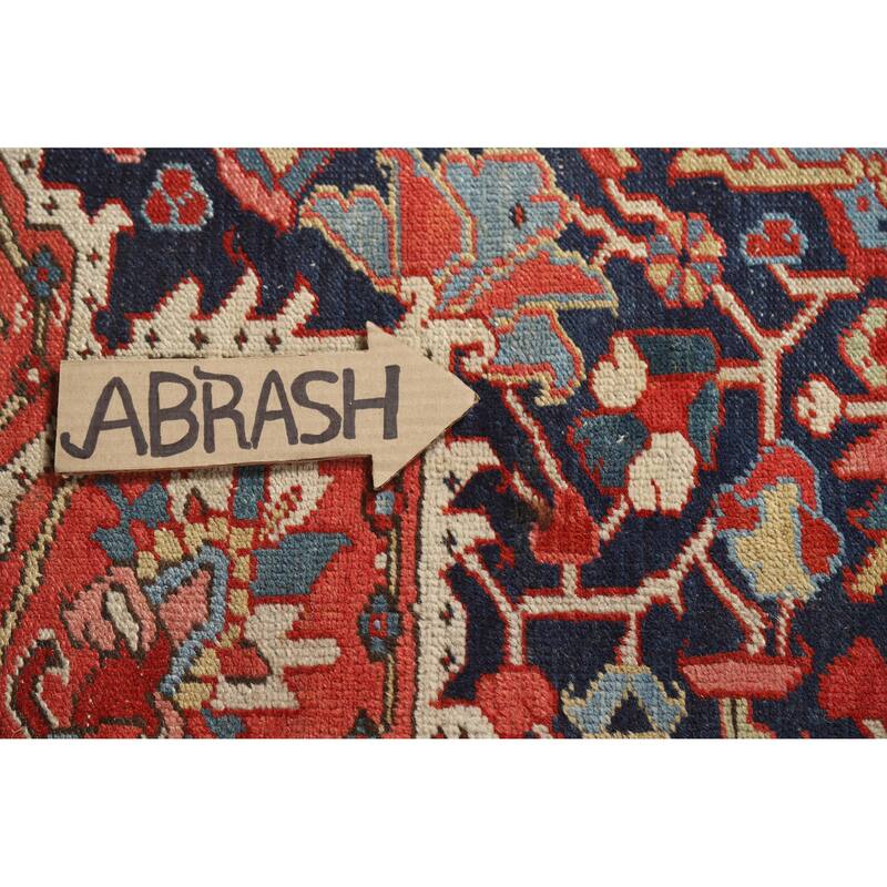 Hand Knotted Oriental 100% Wool Carpet Traditional Medallion Oranges & Rust Heriz (serapi) Area Rug - 12' 4'' X 9' 11''