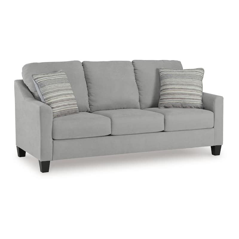 Blaire Sofa, Gray Polyester, 2 Accent Pillows, Black Wood, 80 Inch