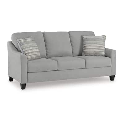 Blaire Sofa, Gray Polyester, 2 Accent Pillows, Black Wood, 80 Inch