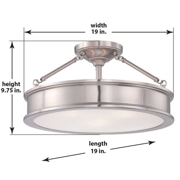 dimension image slide 1 of 2, Harbour Point Brushed Nickel 3 Light Semi Flush Mount By Minka Lavery