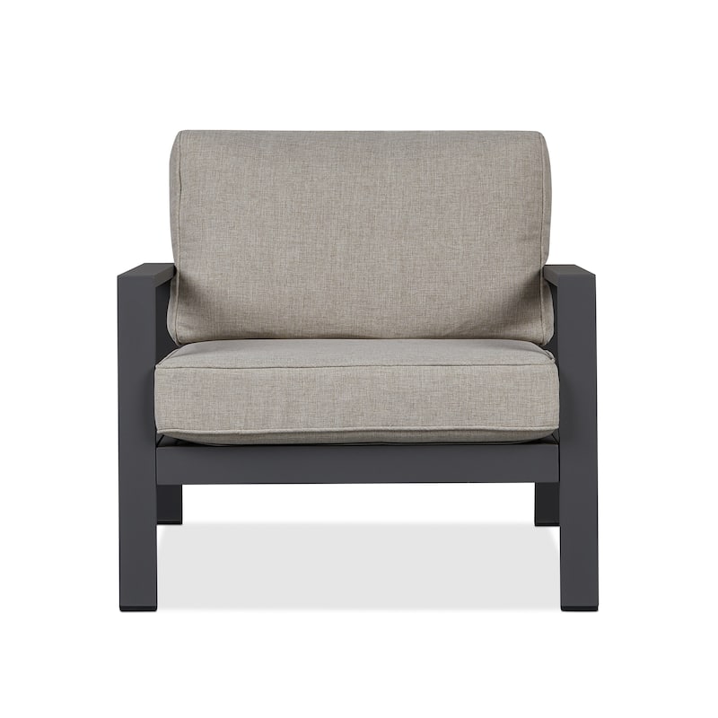 Aegean Outdoor Chair in Weathered Slate w/ Tan Cushions by Real Flame