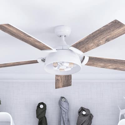 52" Prominence Home Octavia Indoor Industrial Modern Ceiling Fan with Remote, Bright White
