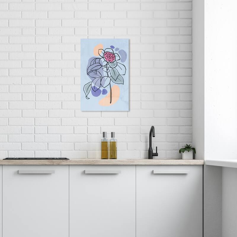 Wynwood Studio Canvas Floral and Botanical Flowers in Bloom Blue II Pink and Blue Modern & Contemporary Wall Art Canvas Print - 24 x 16
