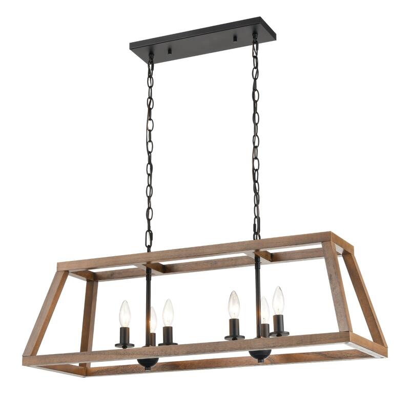 Barrow 12-inch Wide 3-Light Chandelier in Matte Black with Rectangle Cage - 36in W
