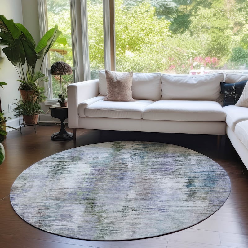Machine Washable Indoor/ Outdoor Chantille Solid Abstract Rug