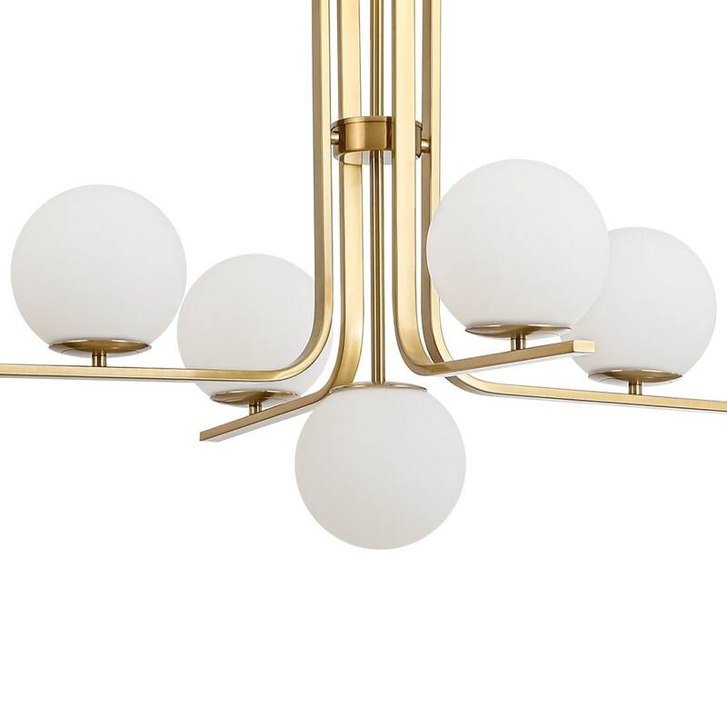 5-Light Chic Mid-century Frosted Glass Linear Chandelier - 29.7 in