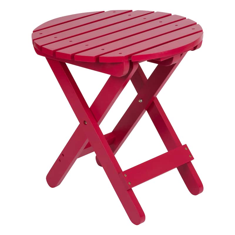 Remedy 19" Assembled Cedar Wood Round Collapsible Folding Table