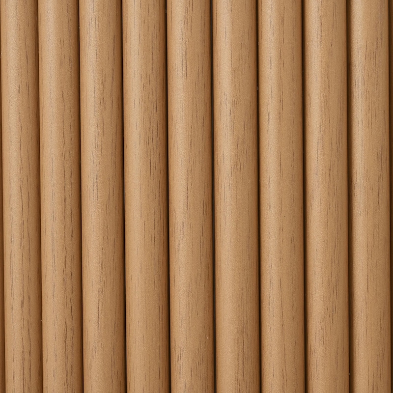 Mid-Century Coffee Table Set with Sliding Tambour Door - Round Fluted End Table with Storage