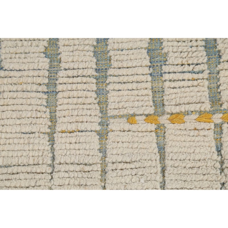 Ivory Striped Moroccan Area Rug Handmade Wool Carpet - 6'2"x 10'4"