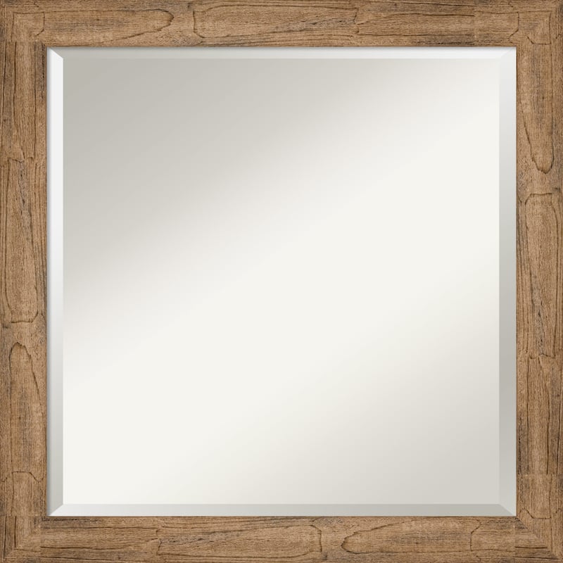 Beveled Wood Wall Mirror - Owl Brown Narrow Frame