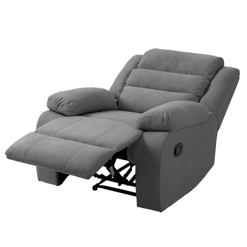 Overstuffed Cotton Corduroy Manual Pushback Recliner with Wide Armrest
