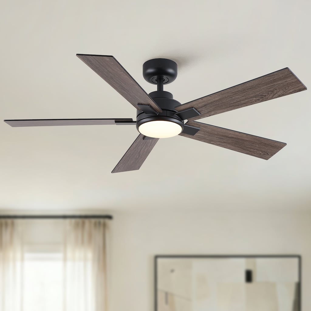 Cusp Barn 52" Modern Ceiling Fan with Light and Remote, LED Integrated Dimmable Reversible DC Motor Ceiling Fan for Living Room
