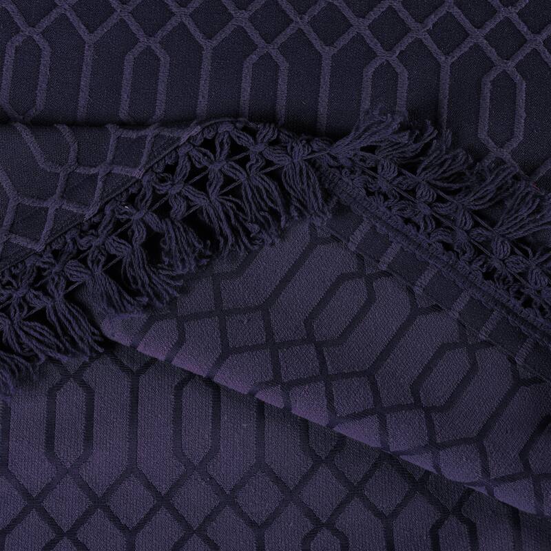 Blue Nile Mills Geometric Jacquard Cotton Blend 3-Piece Bedspread Set with Fringe