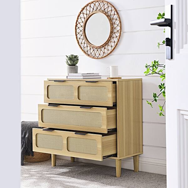modern rattan dresser Table Storage Cabinet with Wide Drawers and Meta The Andrew rattan dresser is crafted with a neutral palette Garvee Modern Rattan 6-Drawer Wooden