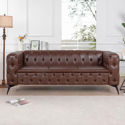 84.06Inch Width Traditional Square Arm removable cushion 3 seater Sofa