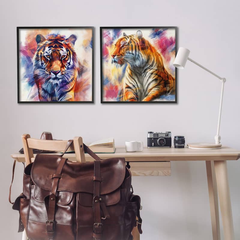Stupell In The Wild Fierce Tiger Framed Giclee Art Design By Kim Allen (Set of 2)