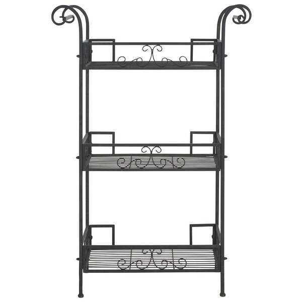 SAFAVIEH Outdoor Living Noreen Victorian Scroll Iron 3-Tier Shelf