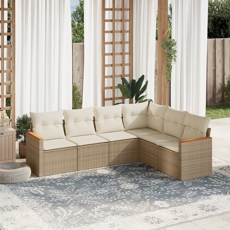 vidaXL Garden Sofa Set Black - 24.4 x 24.4 x 27.2 - Beige Large Without table