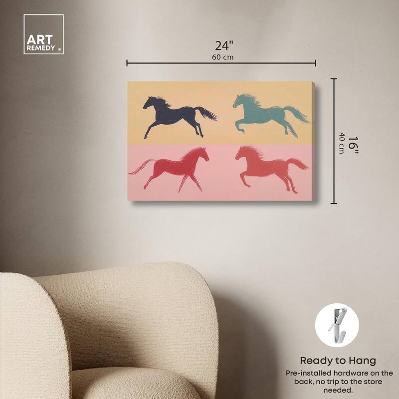 Galloping Quartet Canvas by Art Remedy, Gallery Wrapped