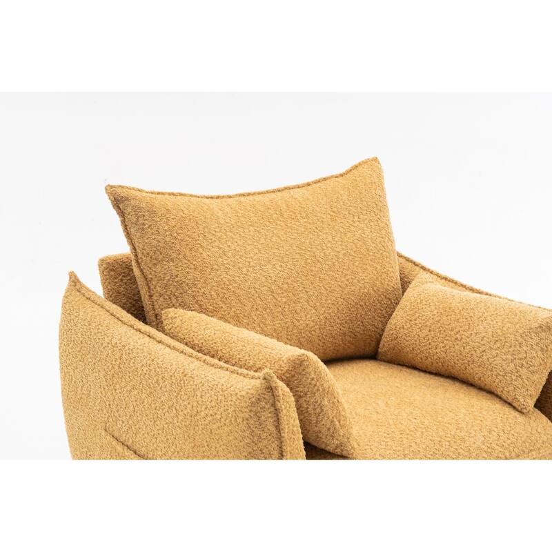 Chenille Sharp-Angle Accent Chairs with Steel Frame and Tool-Free Assembly
