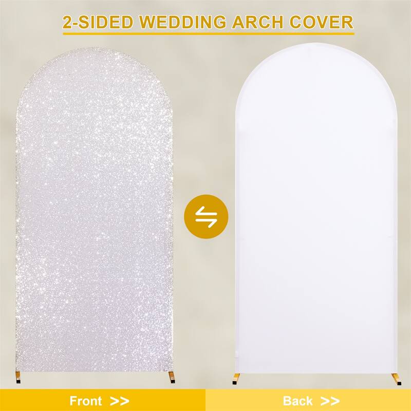1 pack Bling Arch Backdrop Cover, Sequin Wedding Arch Stand Cover with Round Sequins, Zipper Design Banquet Backdrop Cover