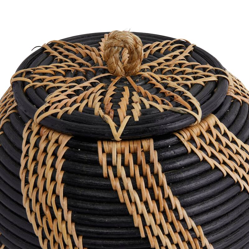 Hand-Woven Rattan Basket with Lid