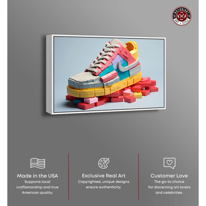 Notoriart Toy Sneaker Pastel Framed Sneaker 1 Piece Canvas Wall Art