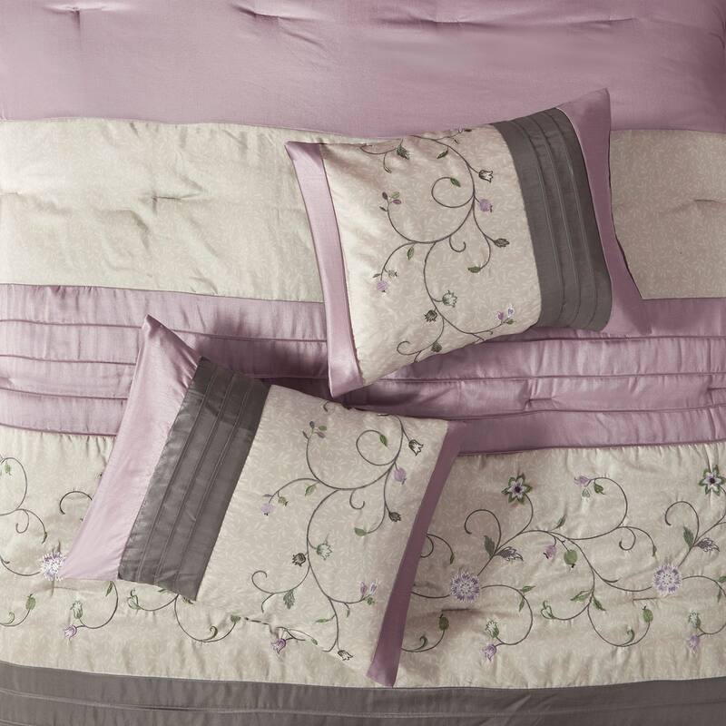 GDF Studio - Embroidered 7-Piece Comforter Set with Decorative Pillows