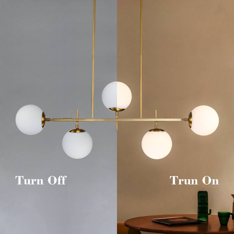 Modern Transitional 5-Light Chandelier Frosted Glass for Dining Room