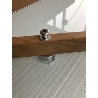 Mid Century Modern Glass Dining Table with Foot Pad Wooden Skin Leg - glass top with metal wooden leg - 51.5 x 31.5 x 29.5