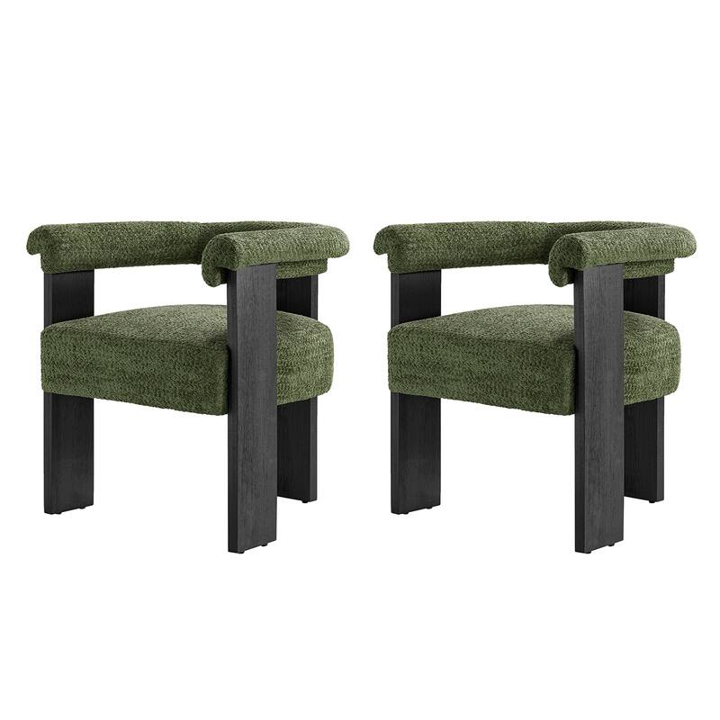 Georg Modern Boucle Dining Chair with Solid Wood Legs Set of 2 by HULALA HOME