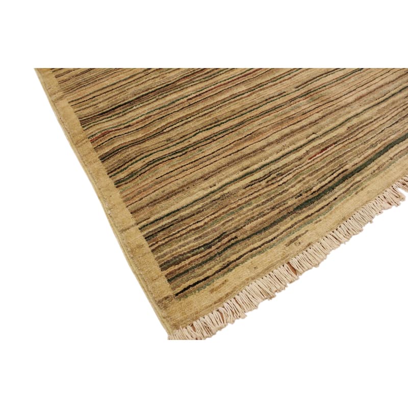 Modern Minimalist Gabbeh Hand Knotted Wool Area Rug