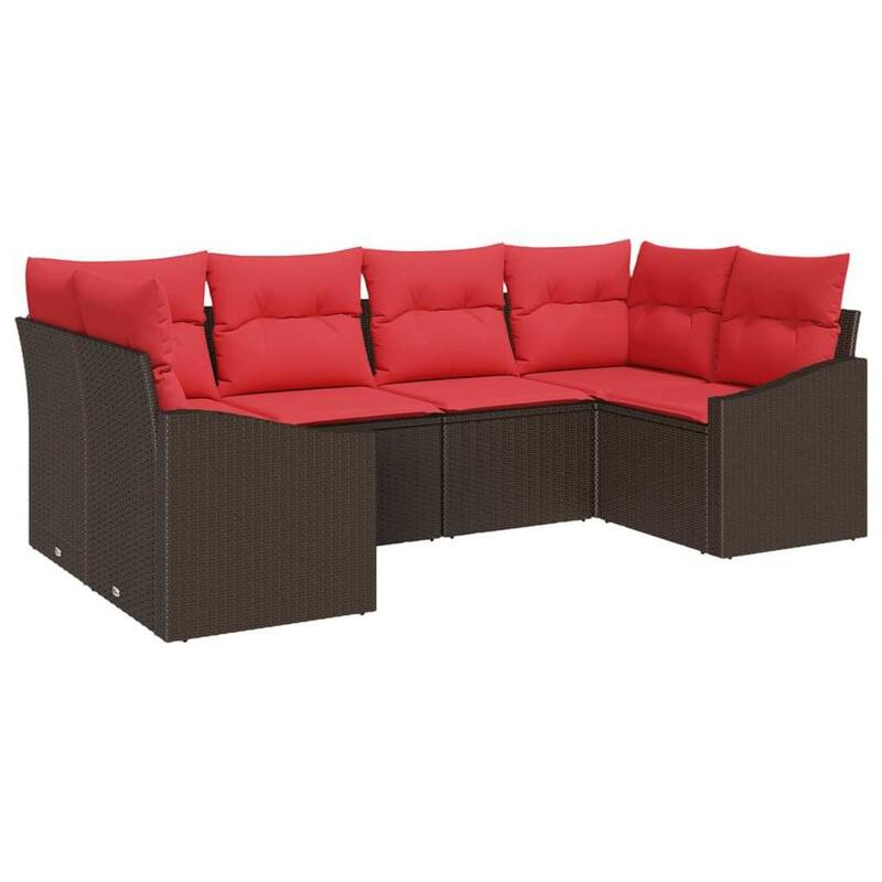 vidaXL 6 Piece Garden Sofa Set with Cushions - 92.1×48.6×27.2