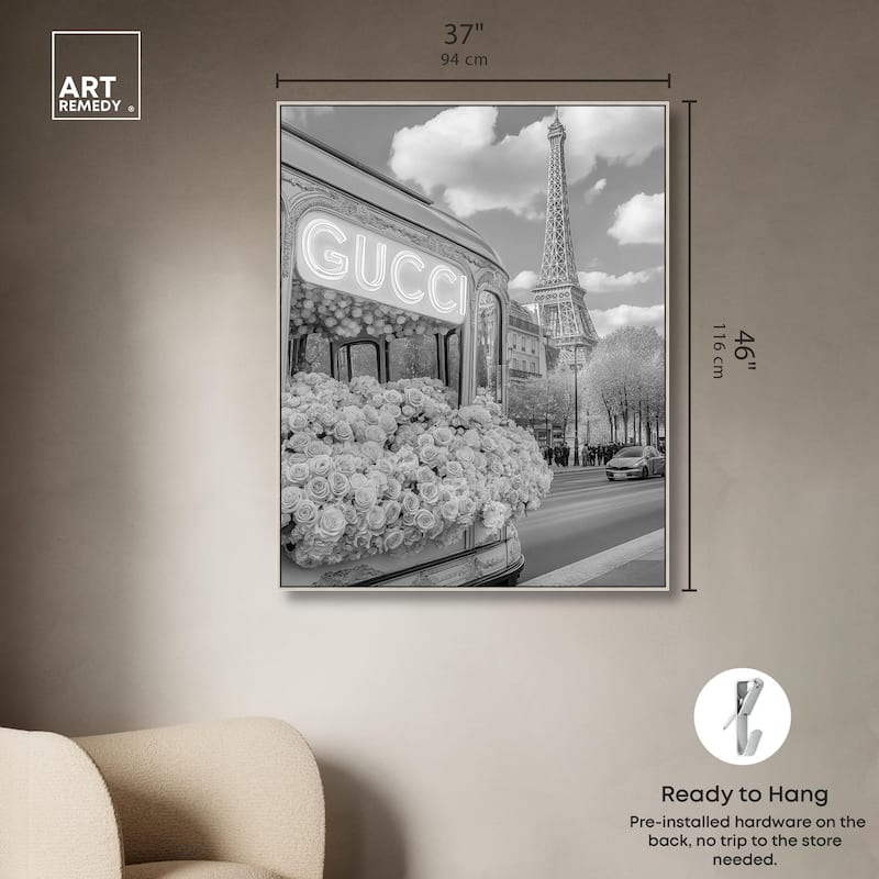 Dreamy Fashion Bus Noir Canvas by Art Remedy