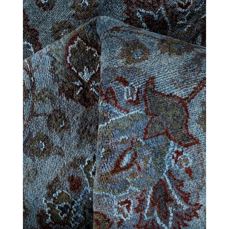 Overton Hand Knotted Wool Vintage Inspired Modern Contemporary Overdyed Gray Area Rug - 4' 1" x 6' 6"