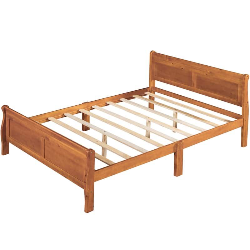 Full Size Wood Platform Bed with Slat Support