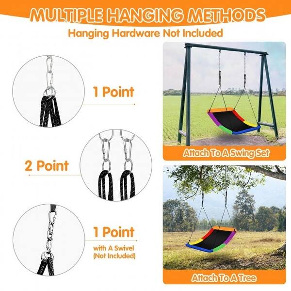 40 Inch Saucer Tree Outdoor Round Platform Swing With Pillow And Handle - Costwa