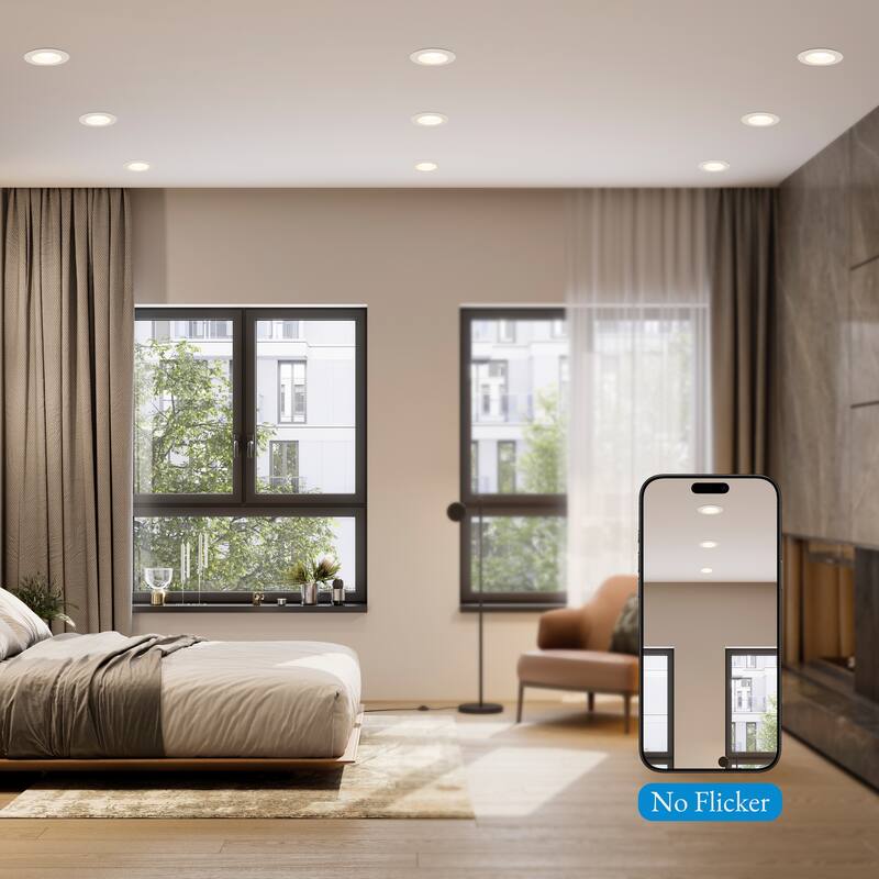 Flush Mount Round Ceiling Light 7.4" Wide 5CCT Dimmable Recessed Lighting