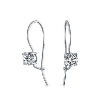 0.85 Stainless Steel White Clear CZ Classic Round Hoops Earrings 