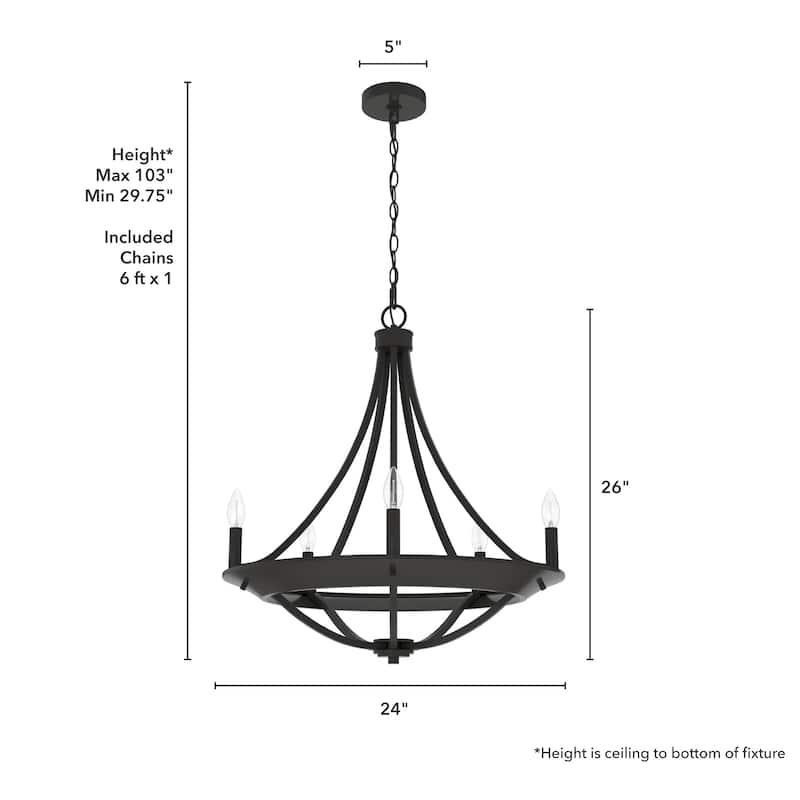 Hunter Perch Point Chandelier, Wheel, Candle, Dining Room, Entry, Modern Rustic, Industrial