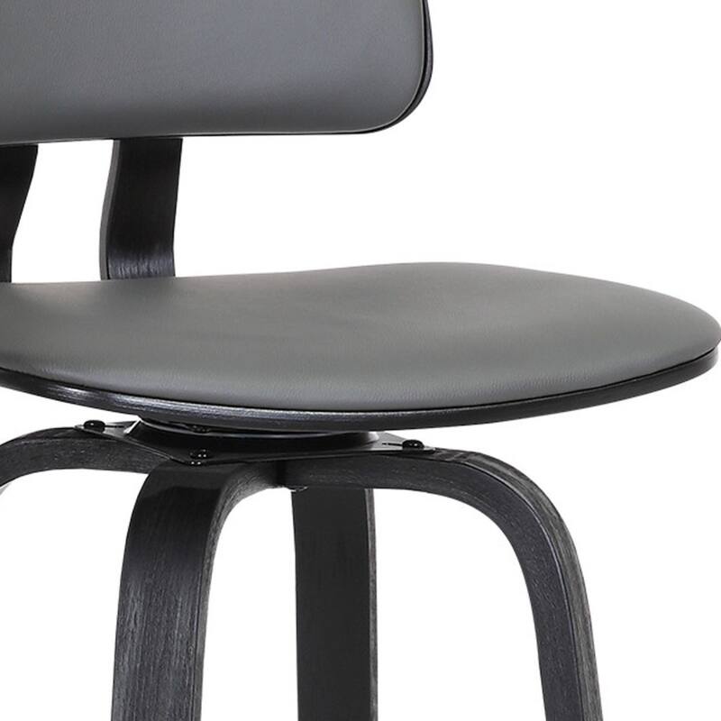 Faux Leather Armless Counter Height Bar Chair with Wood Frame, Swivel and Footrest