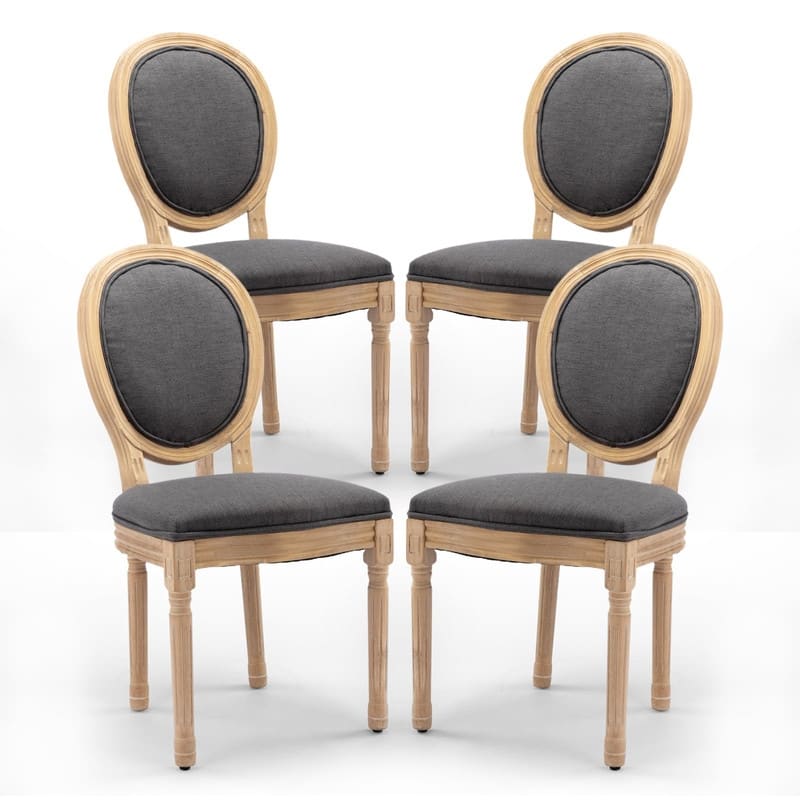 Upholstered French Style Nailhead Dining Chairs(Set of 4)