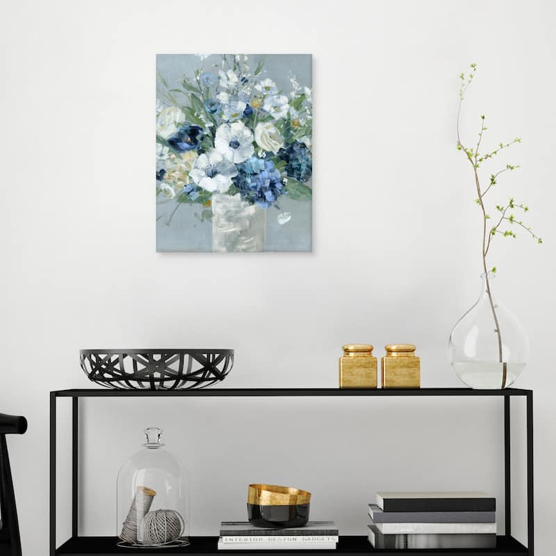 Be Happy Blue Crop by Sally Swatland Canvas Art Print