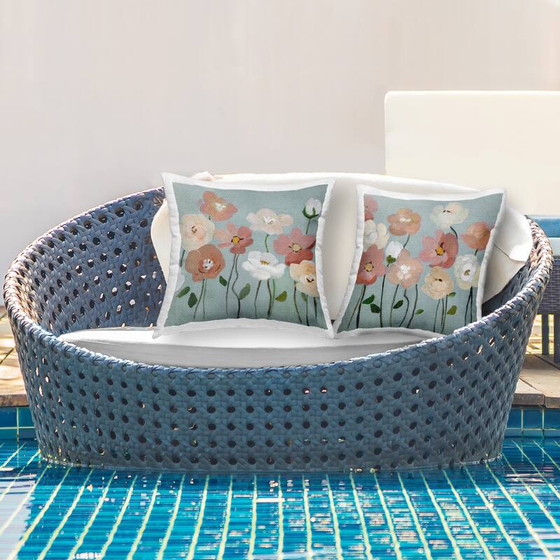 Stupell Budding Boho Blooms Printed Outdoor Throw Pillow Design by Charity Henderson (Set of 2)