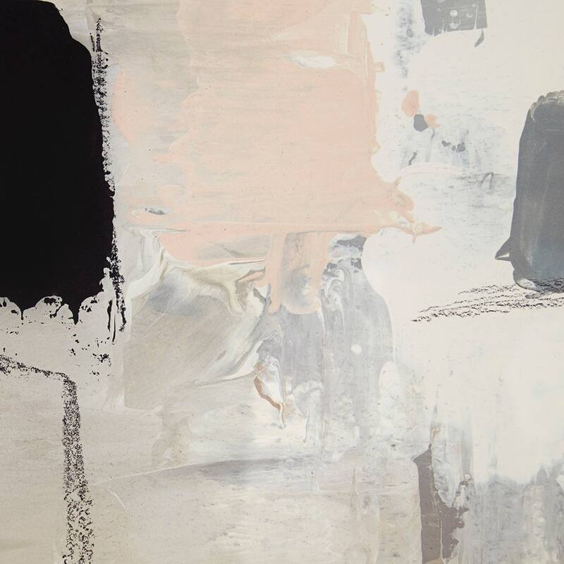 Roomfitters 32" Modern Abstract Framed Glass Wall Art, Neutral Gray and Blush Gallery Matted Print for Living Room Decor