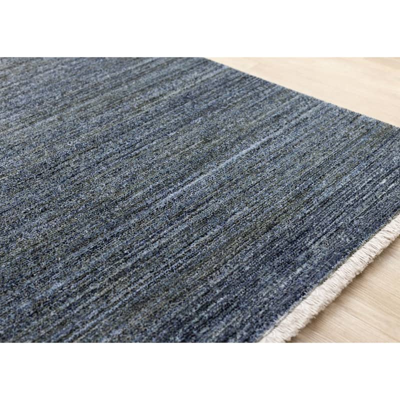 Blue Grey Subtle Distressed Stain Resistant Rug
